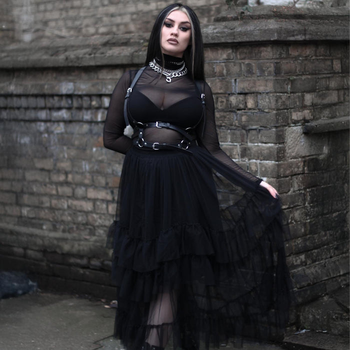 Maxi Mesh Skirt - Black