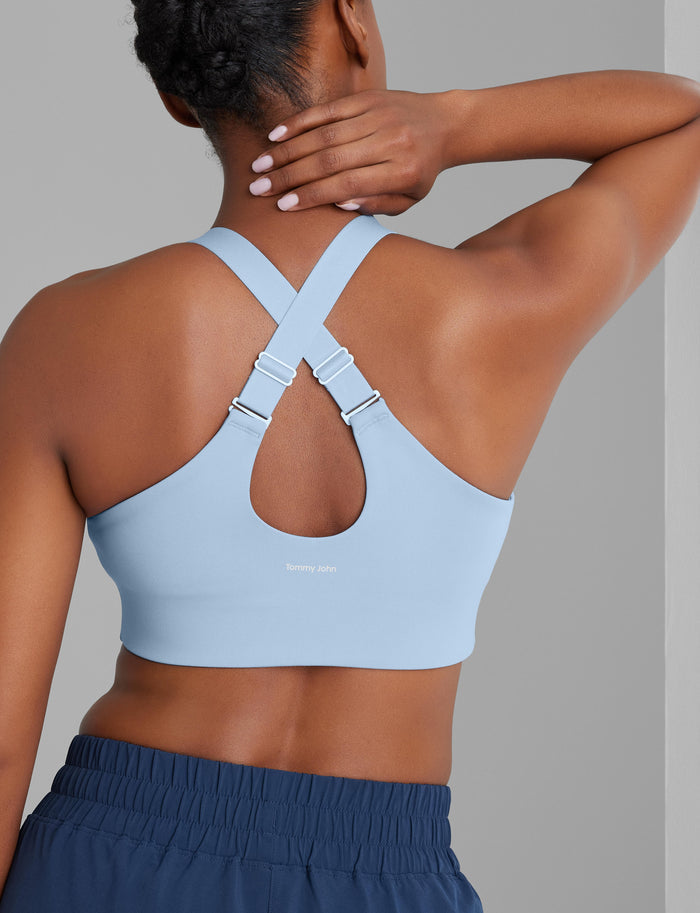 Medium Impact Adjustable Sports Bra::Cerulean