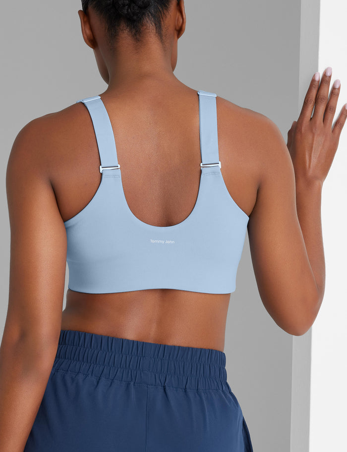 Medium Impact Adjustable Sports Bra::Cerulean