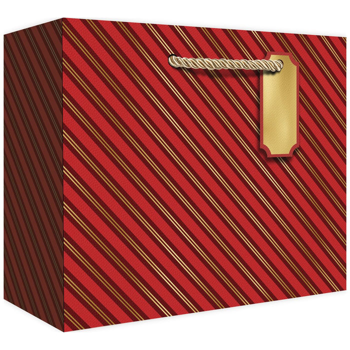Medium Tote - Red & Gold Stripes - Retail-6 count - XGBM862
