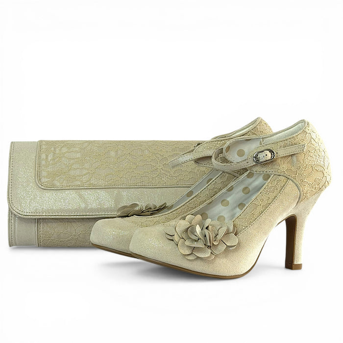 Melinda and Matching Tirana Champagne Wide Fit
