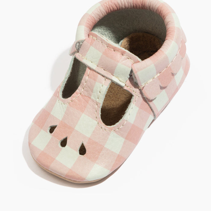 Melon Gingham Mary Jane Baby Shoe - Babies in Bloom