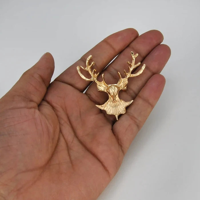 Metal Stag Head Brooch