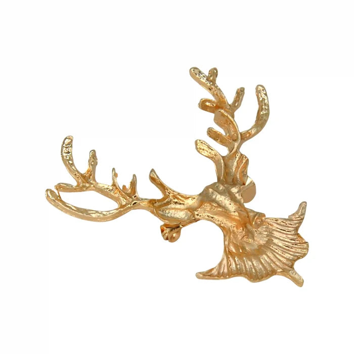 Metal Stag Head Brooch