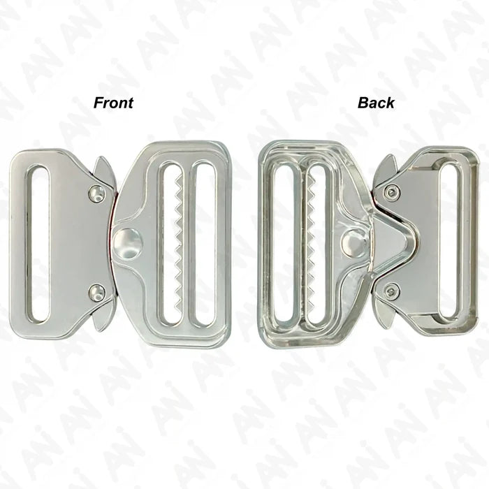 Ani Accessories Metal  Shiny silver Tactical cobra Buckles front and back  image in the white background.