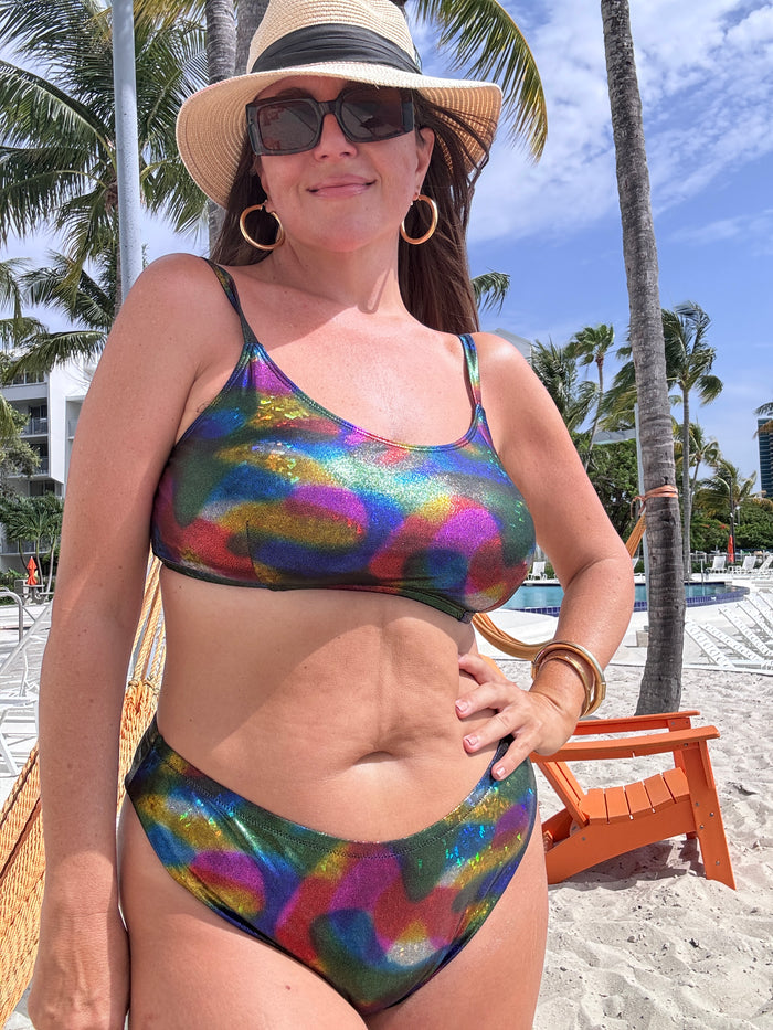 Metallic Rainbow Reversible Cheeky Bikini Bottom