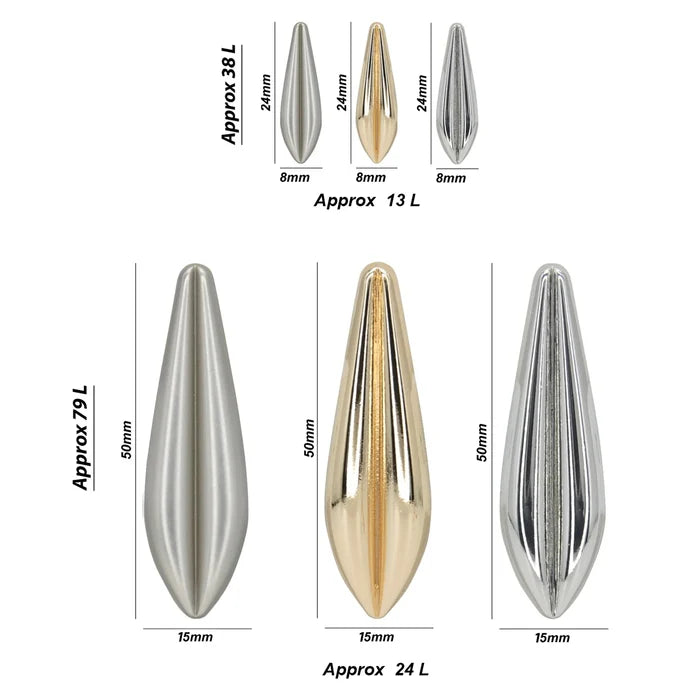 Metallic Teardrop Metal Button | 24mm(38L) & 50mm(79L)
