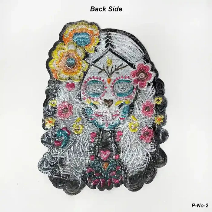Mexican Daydream Girl Skeleton Floral Hot-Fix Patch