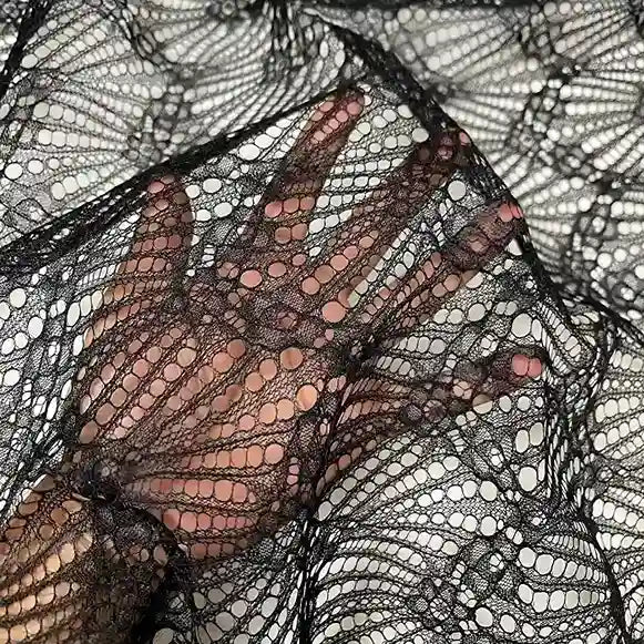 Midnight Black Rose Corded Fabric | 60 inches