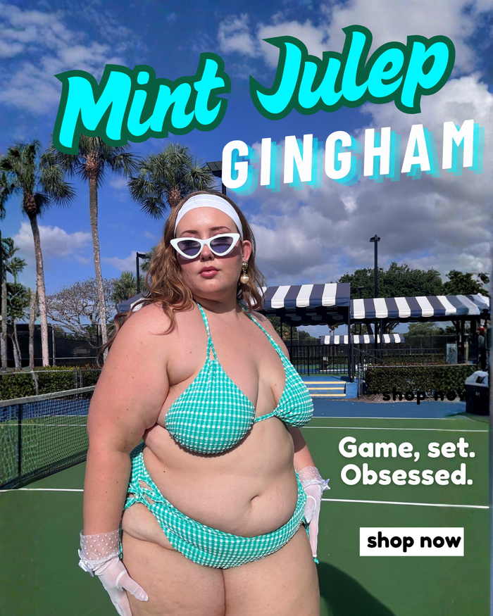 Mint Julep Gingham Triangle Bikini Top