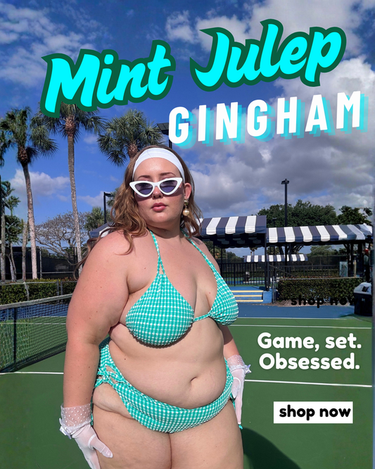 Mint Julep Gingham Triangle Bikini Top