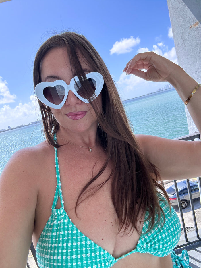 Mint Julep Gingham Triangle Bikini Top
