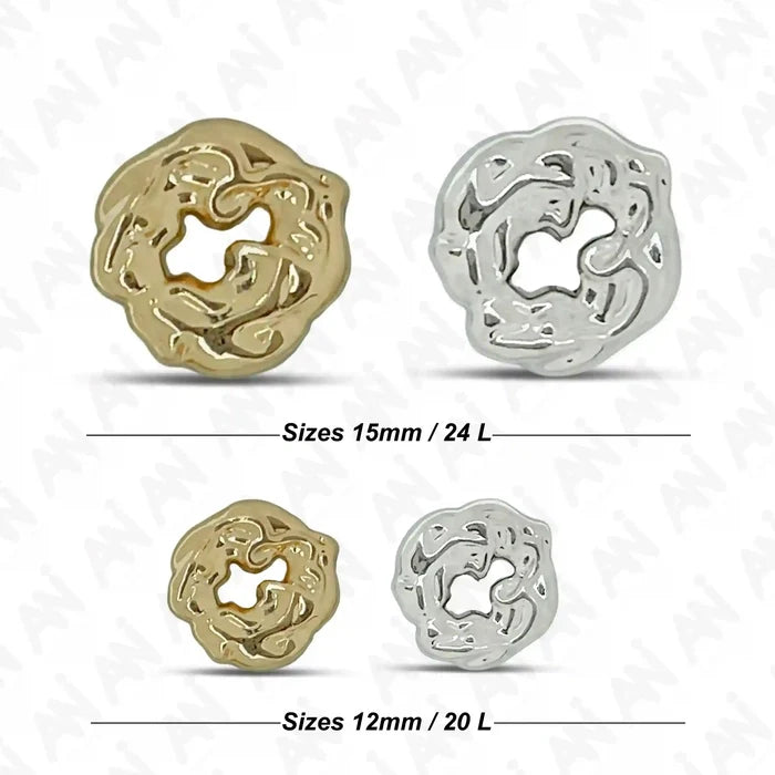 Molten style Metal Button | 12mm & 15mm