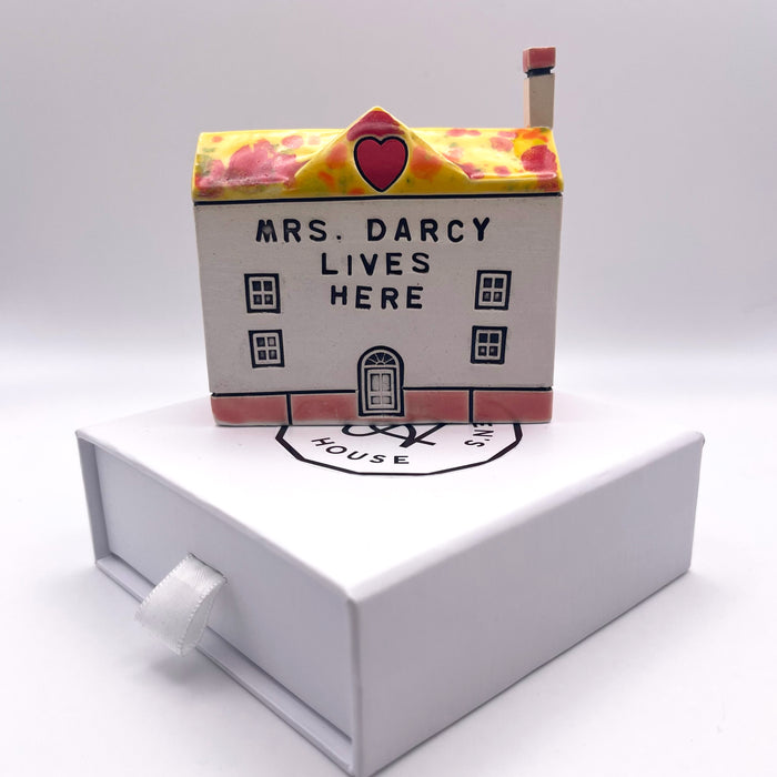 "Mrs. Darcy lives here" Ceramic House - Exclusive