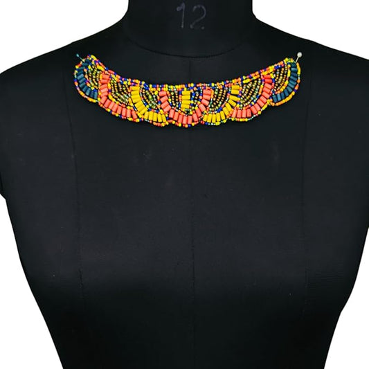 Multi Color Beaded Boat Neckline