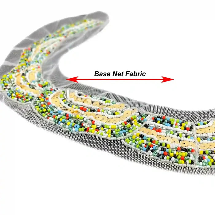 Multi-Colored Beaded Scoop Neckline Patch