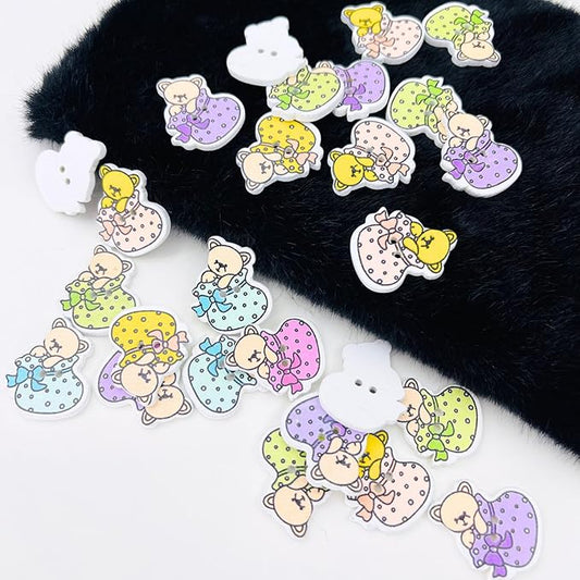 Multi Colors Teddy Buttons (Set of 100)