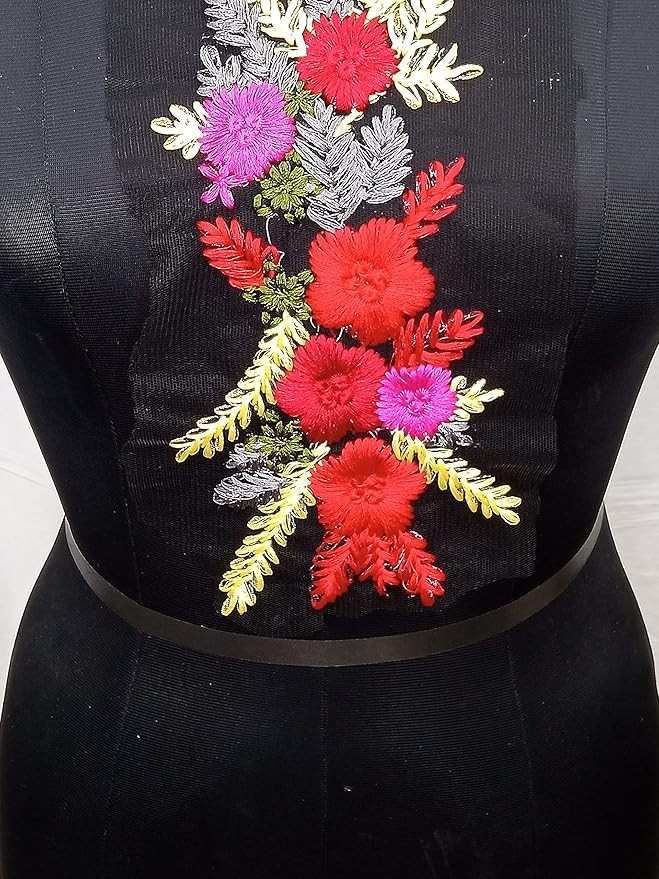 Stylish multi-hued elegance embroidered patch by Ani Accessories ideal for garment decoration and crafts