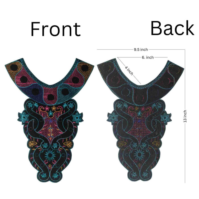 Front and Back Designer multicolor paisley floral fusion round neckline yoke adding vibrant charm Ani Accessories