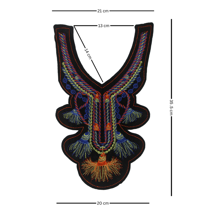 Multicolor Boho Embroidered Scoop Neckline Patch