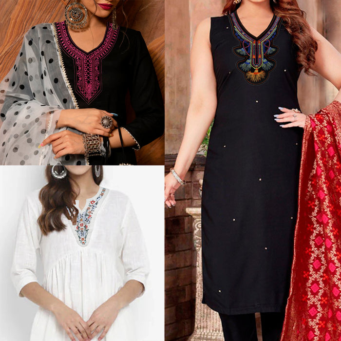 Multicolor Boho Embroidered Scoop Neckline Patch