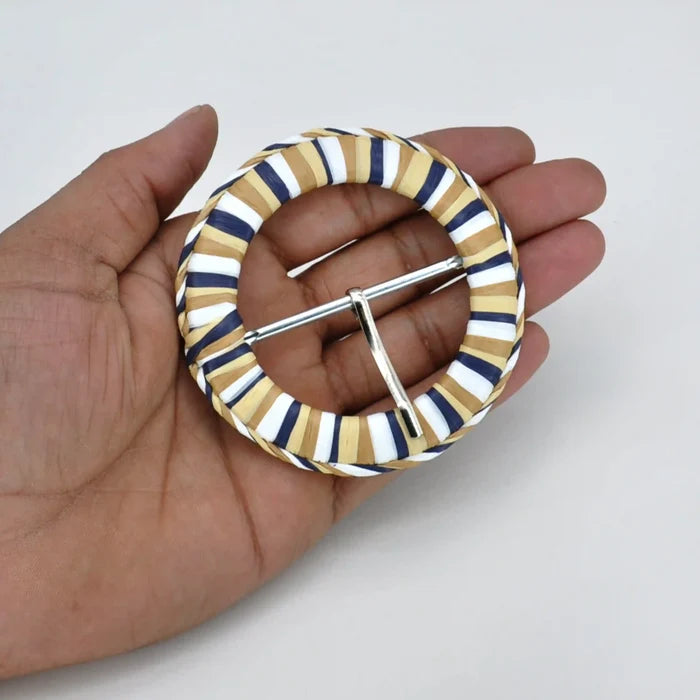 Ani Accessories Multicolor Circular Raffia Buckle for Belt Bag Dress DIY Craft Sewing Clothing Decoration