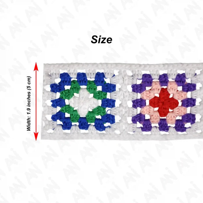 Multicolor Color-block Crochet Lace | 2 Meter