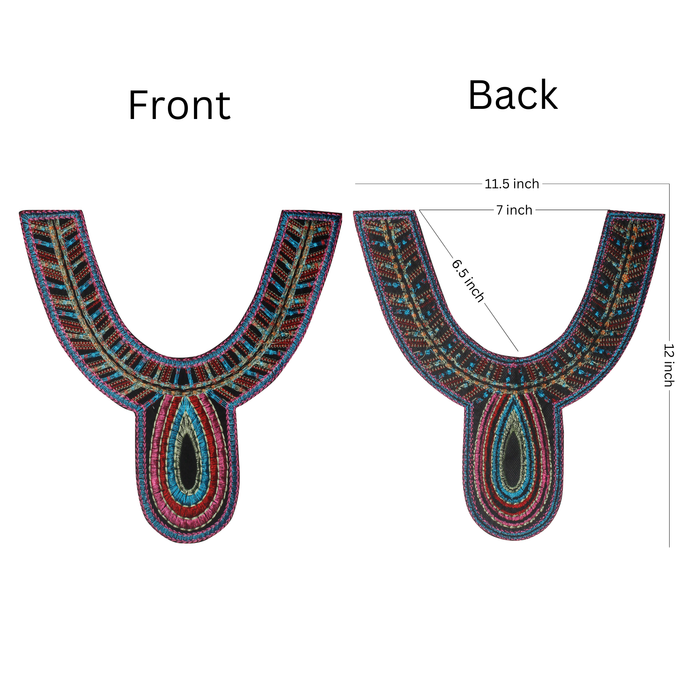 Multicolor Deep Round Neckline Yoke