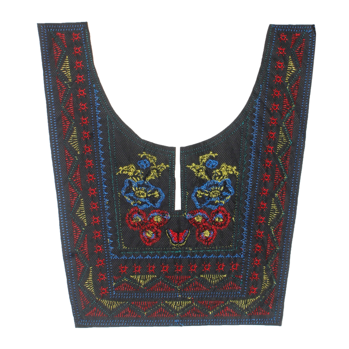 Multicolor Embroidered Neckline