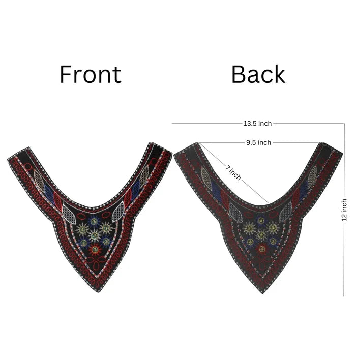 Elegant multicolor embroidery round neckline yoke featuring rich patterns for kurtis, blouses and gowns