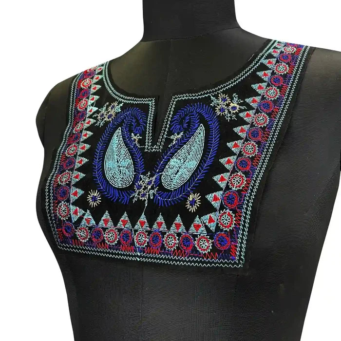 Ani Accessories multicolor embroidery round neckline perfect for dresses, kurtis and festive outfits.