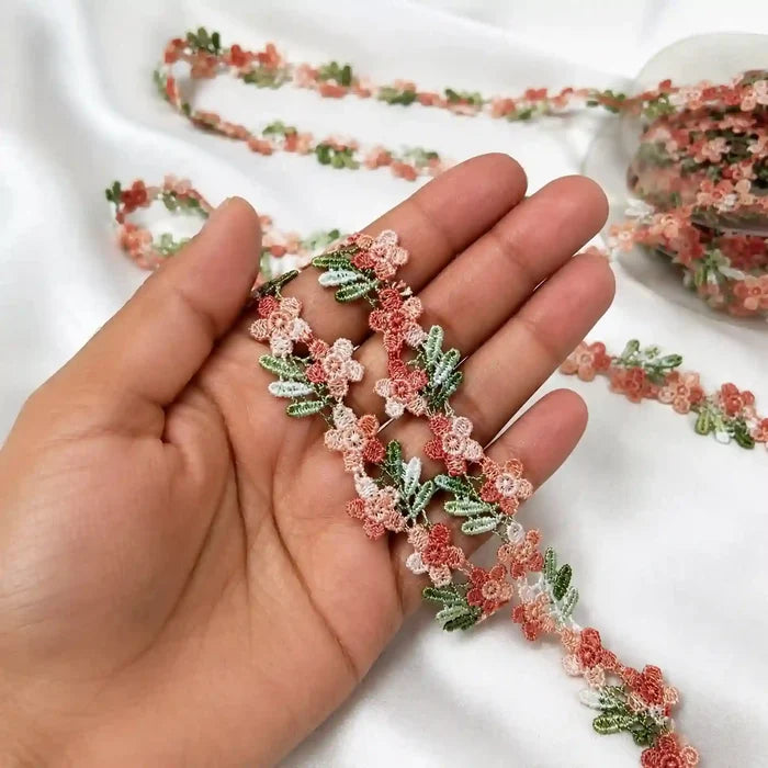 Multicolor Floral and Leaf Lace