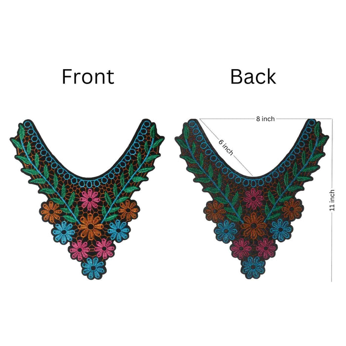 Front and Backside Designer multicolor floral leafy yoke neckline with detailed embroidery, smooth finish festive outfits Ani Accessories..