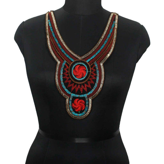 Multicolor floral style embroidered ethnic neckline by Ani Accessories with elegant detailing for kurtis, suits and dresses
