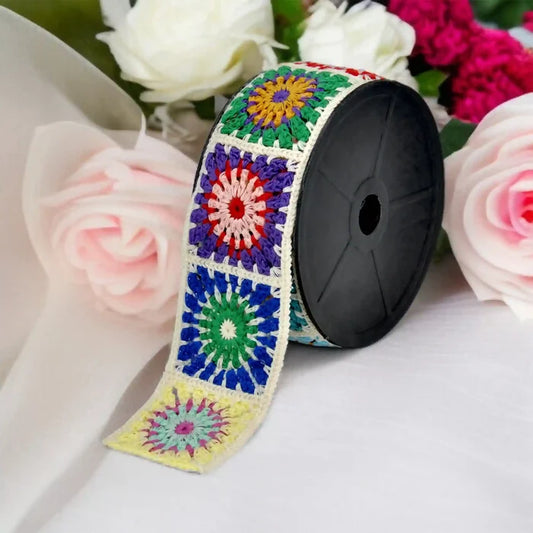 Multicolored Granny Square Lace | 2 Meter
