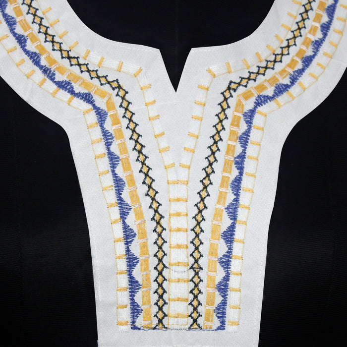 Multicolored Threadwork on Neckline