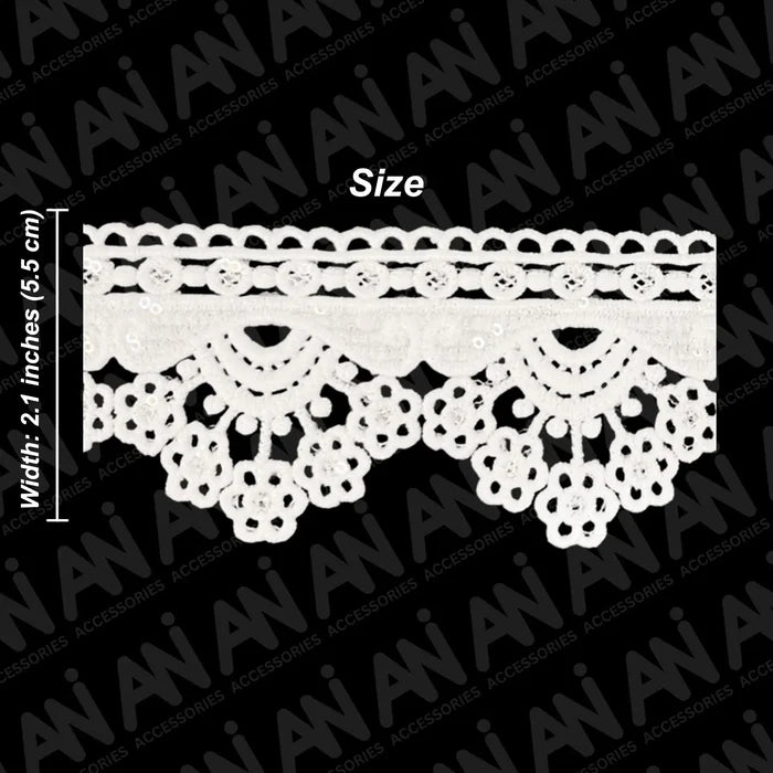 Multiple Flower Sequins Lace Design | 2 Meter