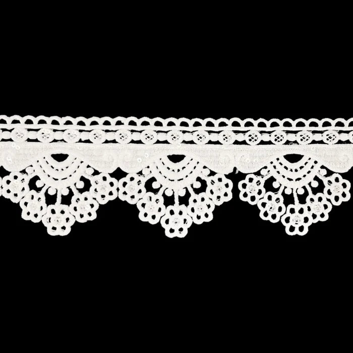 Multiple Flower Sequins Lace Design | 2 Meter