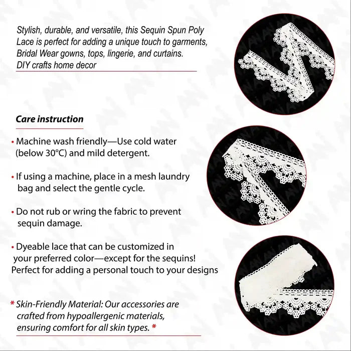 Multiple Flower Sequins Lace Design | 2 Meter