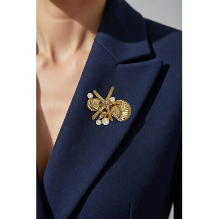 Nautical Pearl Starfish Brooch