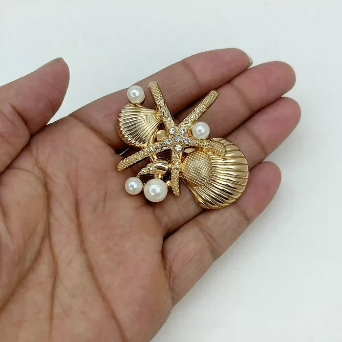 Nautical Pearl Starfish Brooch