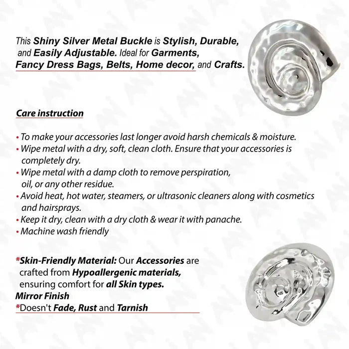 Ani Accessories Nautilus Shell Buckle/Button – (XL Size) infographic    written on the white background about how to care of the buckle.