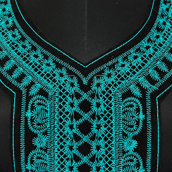 Navy blue embroidery neckline