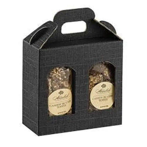 Nero Matte Black Linen Portavasetti Italian Windowed 2 Jar