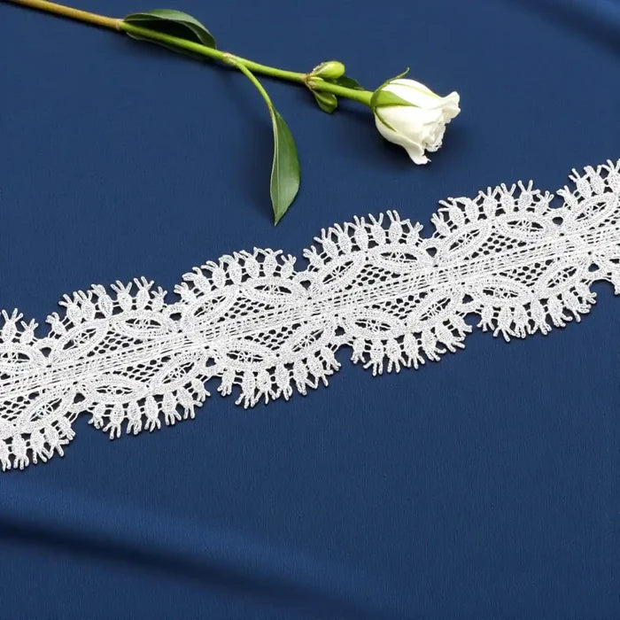 Net Lace Border with Fringe Edge | Width 6.3cm (2.5 inches) 63mm | SKU_FML-35