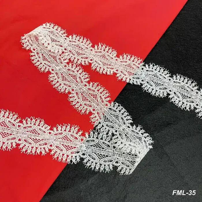 Net Lace Border with Fringe Edge | Width 6.3cm (2.5 inches) 63mm | SKU_FML-35