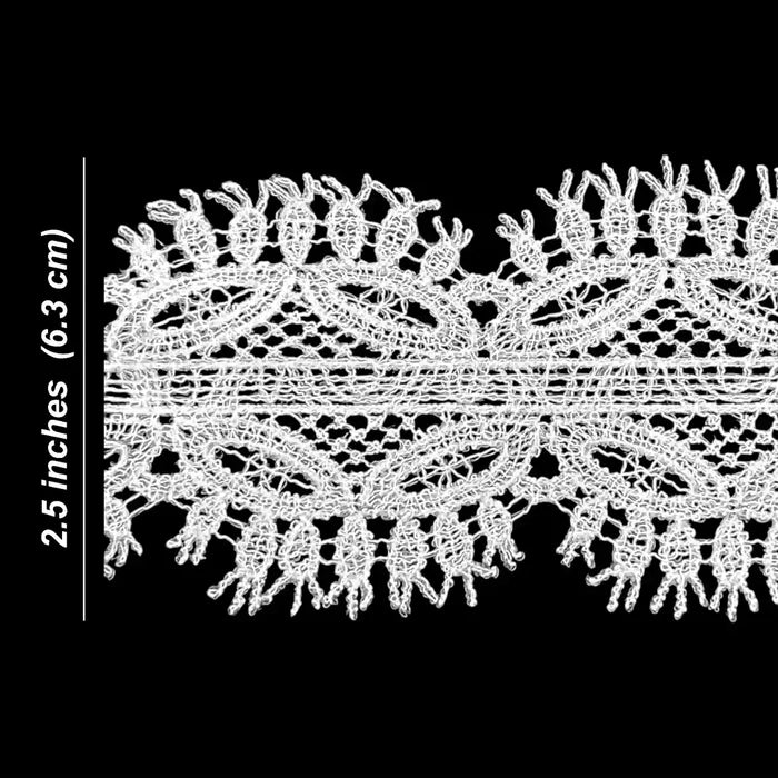 Net Lace Border with Fringe Edge | Width 6.3cm (2.5 inches) 63mm | SKU_FML-35