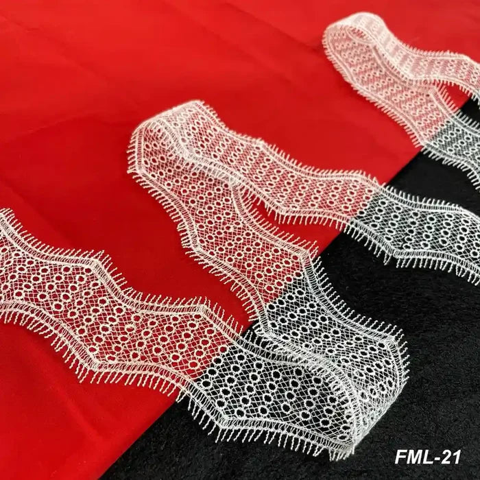 Net Lace Trim with Intricate Pattern | Width 5.5cm (2.1 inches) 55mm | SKU-FML-21