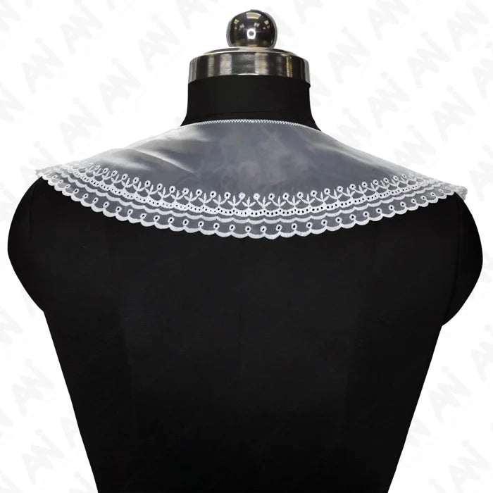 Premium net neck collar with floral border by Ani Accessories with fine embroidery and soft net fabric.