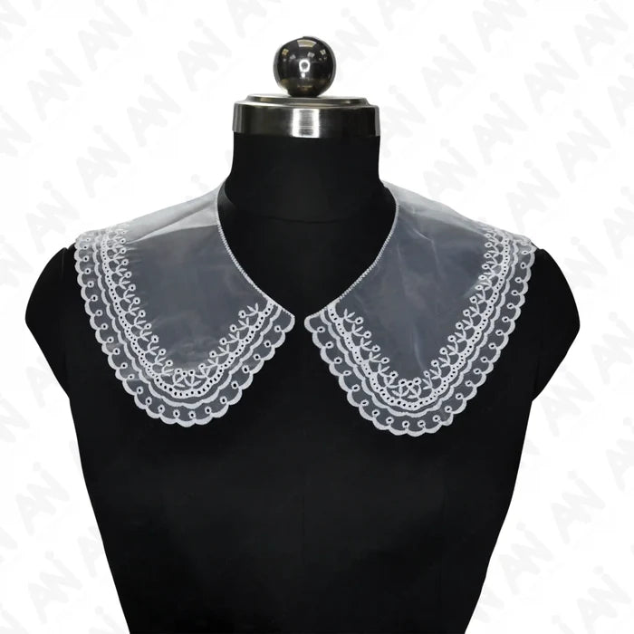 Premium net neck collar with floral border by Ani Accessories with fine embroidery and soft net fabric.
